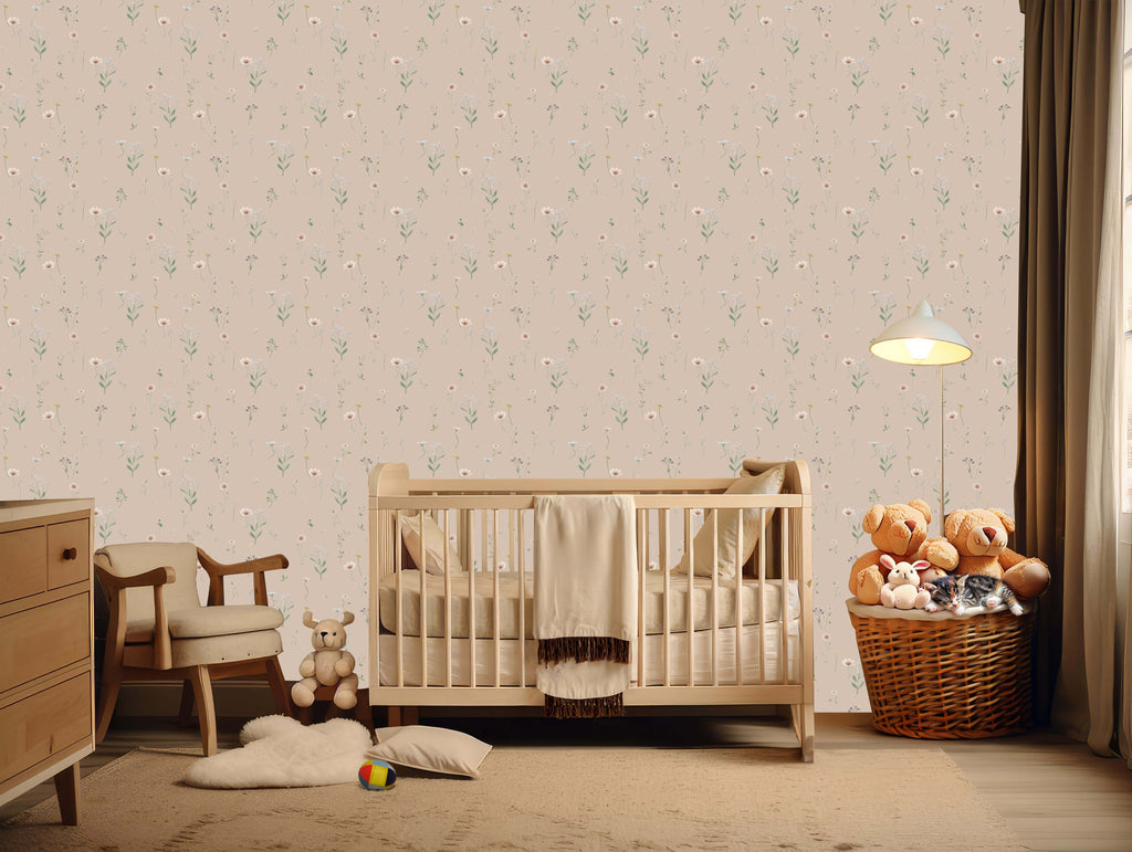 Marta Floral Removable Wallpaper in Blush Pink and Sage Green