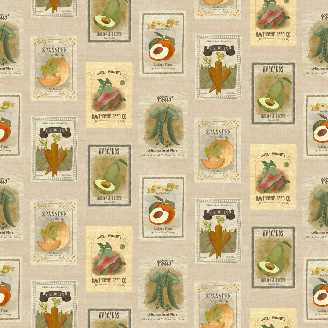 Martha Vintage Floral Wallpaper in Beige, Brown, and Green