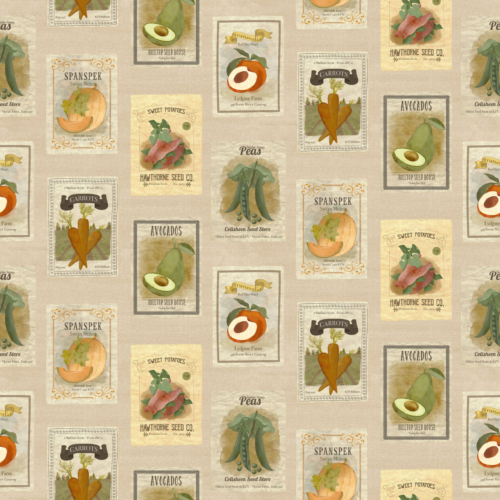 Martha Vintage Floral Wallpaper in Beige, Brown, and Green