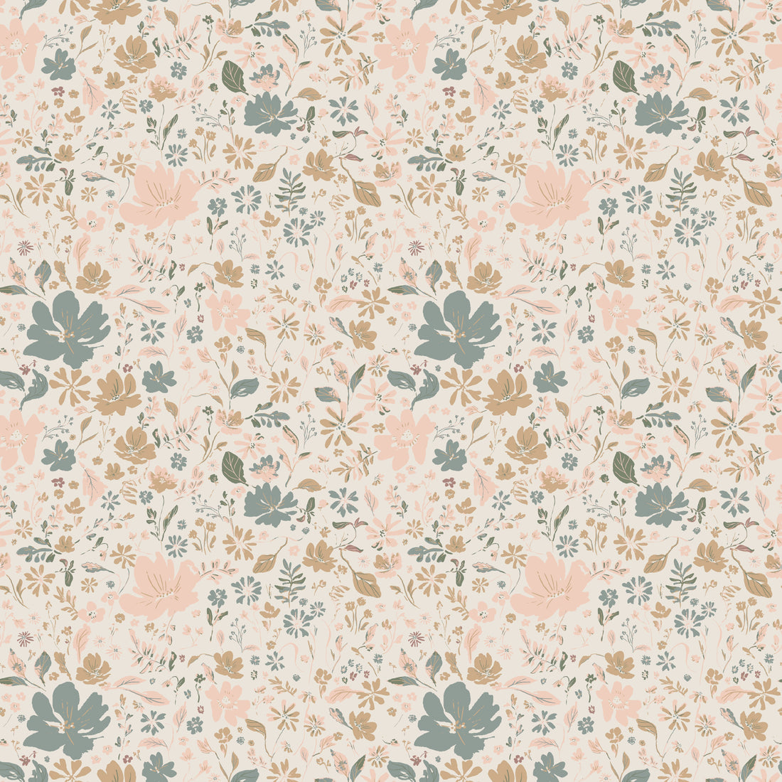 Martie Floral Removable Wallpaper in Pink and Sage-Green