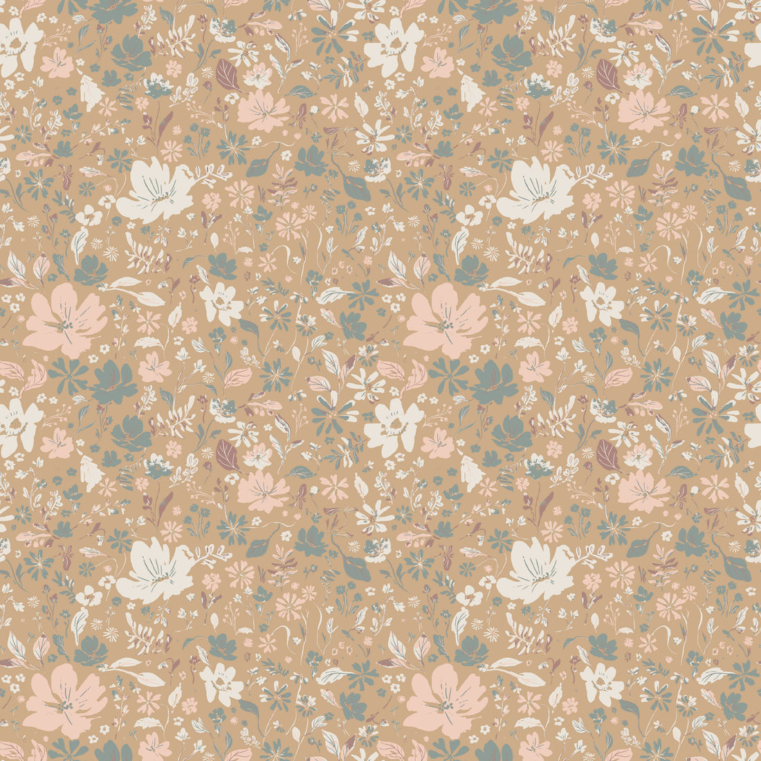 Martie Floral Removable Wallpaper in Pink and Sage-Green