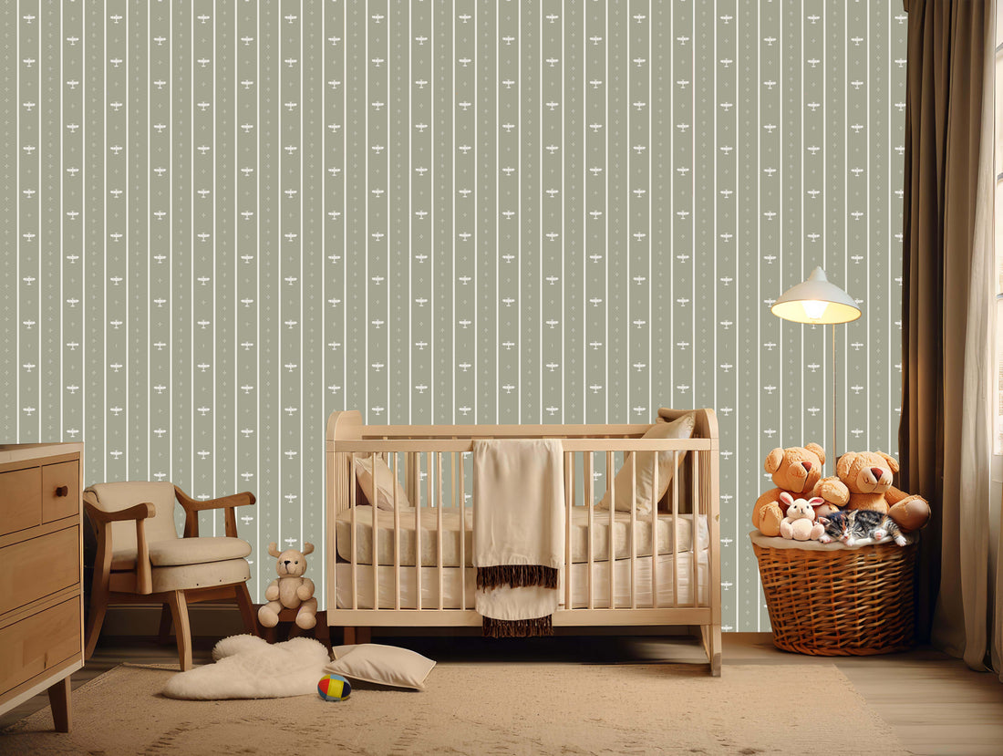 Maverick Striped Wallpaper - Blue & White Nautical Nursery