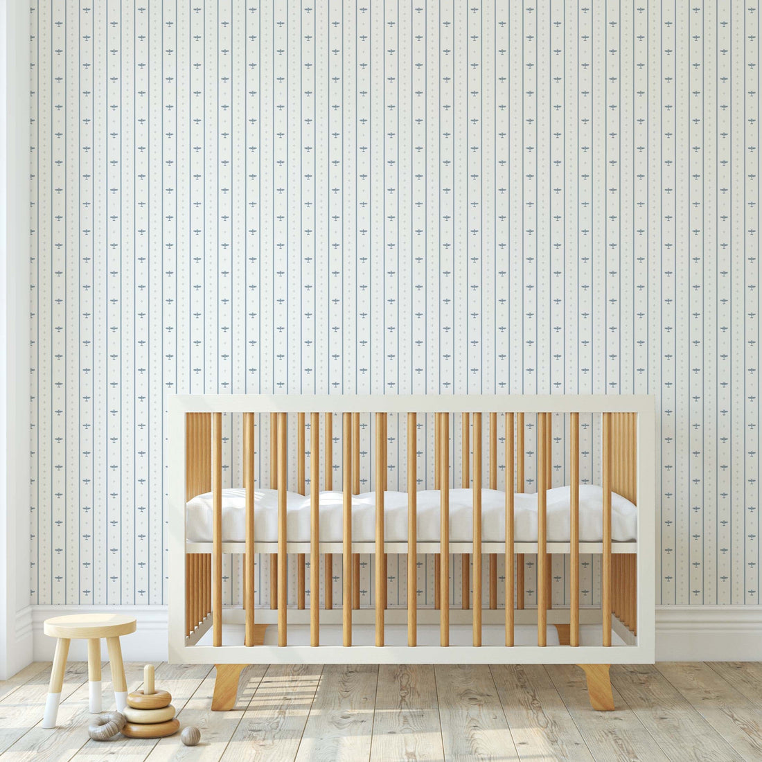 Maverick Striped Wallpaper - Blue & White Nautical Nursery