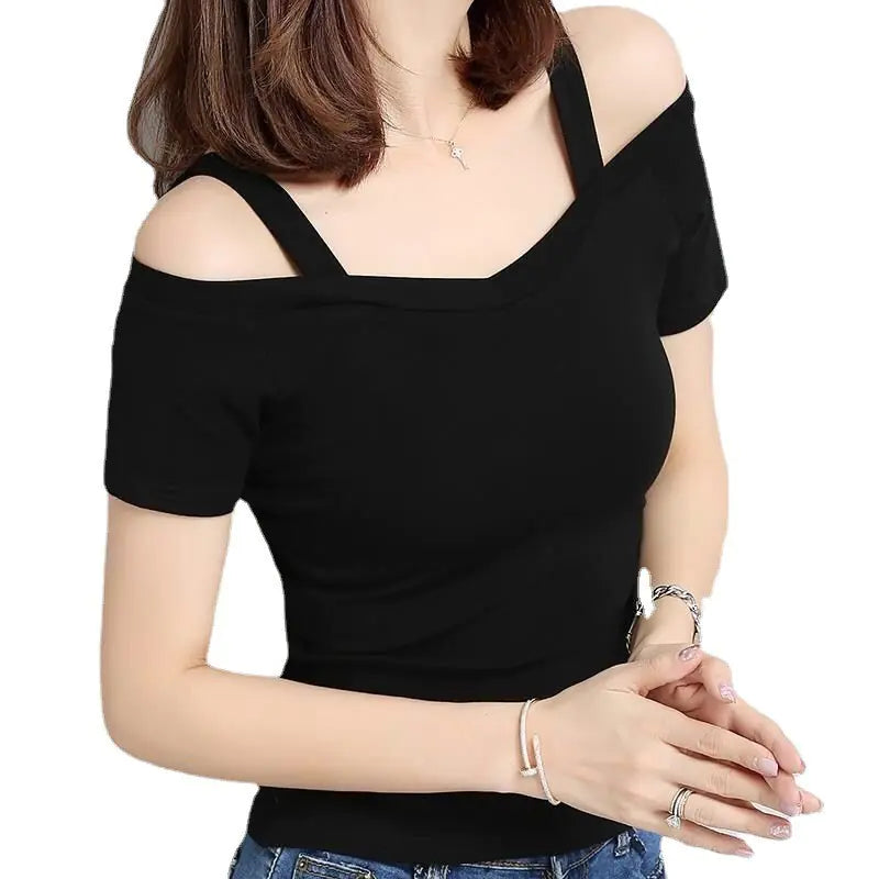 Women's Slim Fit Off-Shoulder Short Sleeve T-Shirt - Image 9