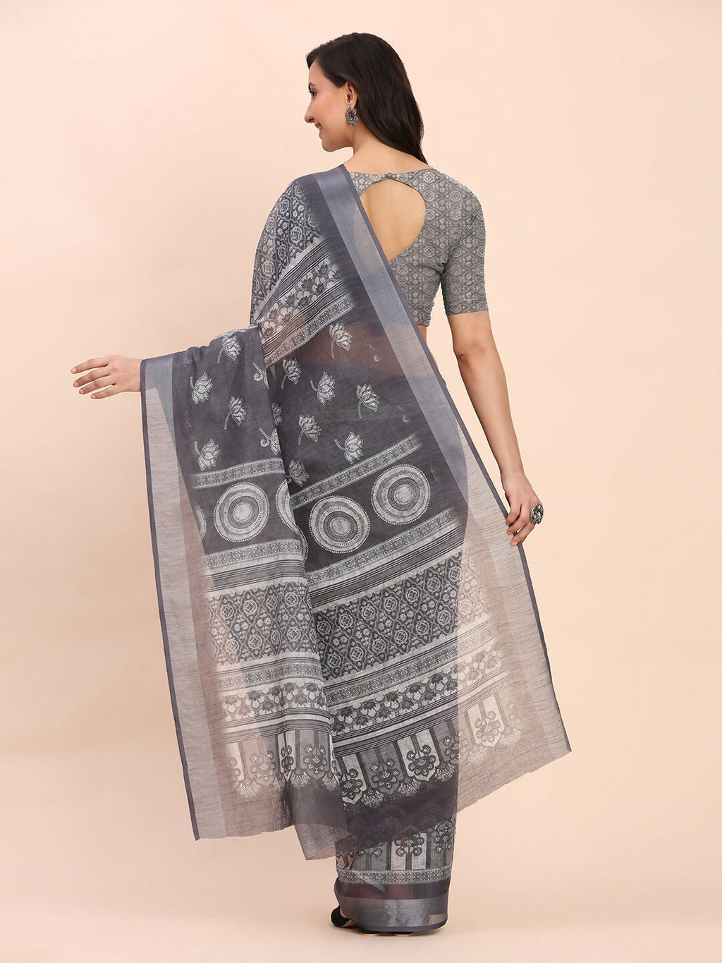 Shree Shyam Fashion Linen Cotton Black Saree