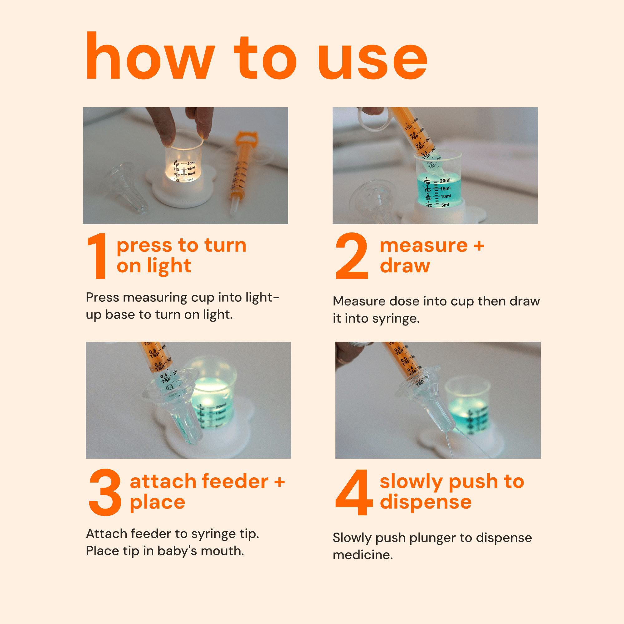 Light-Up Baby Medicine Dosing Kit with Clear Measurements
