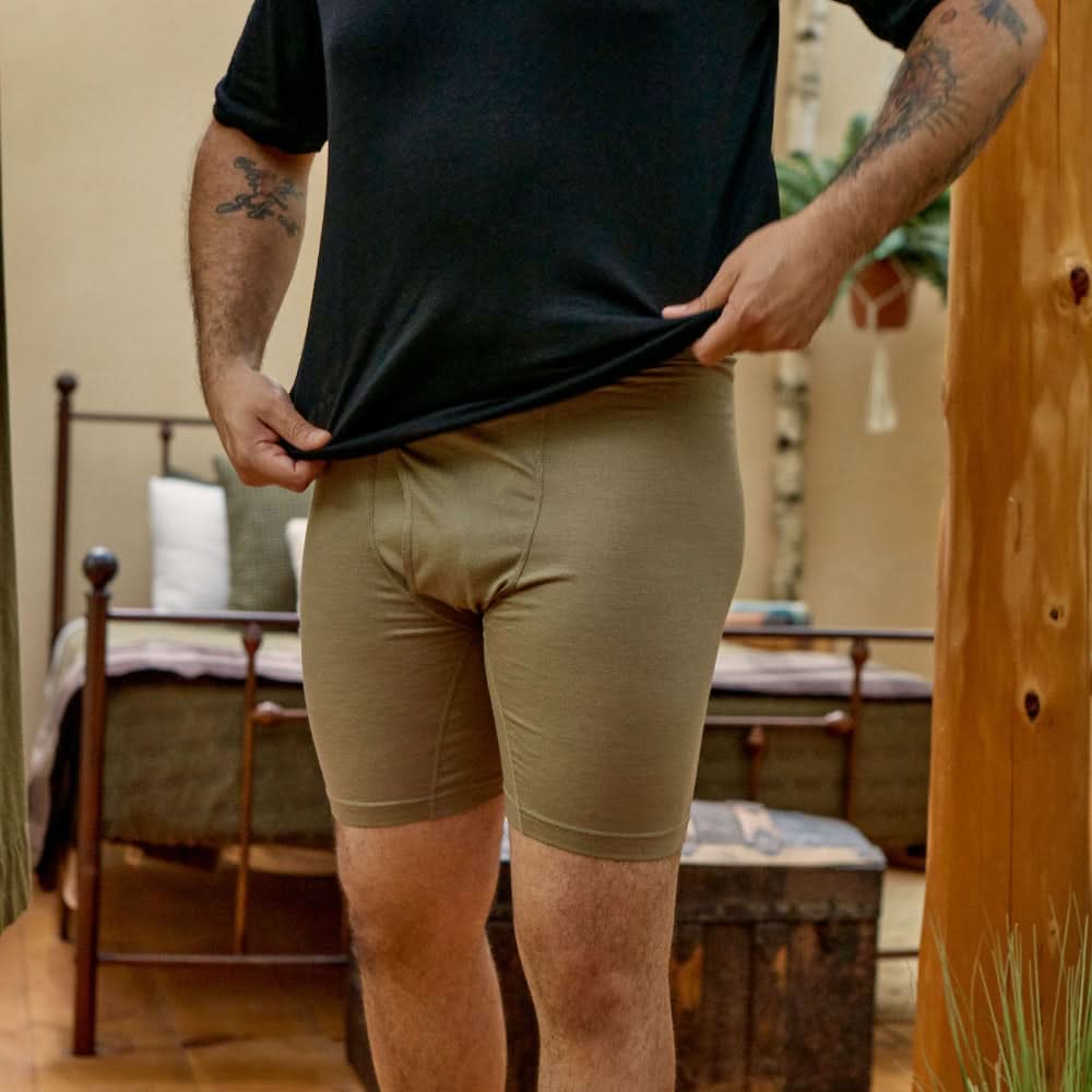 Microweight Men's Wool Boxer Briefs - Sporty Knit Athletic Underwear