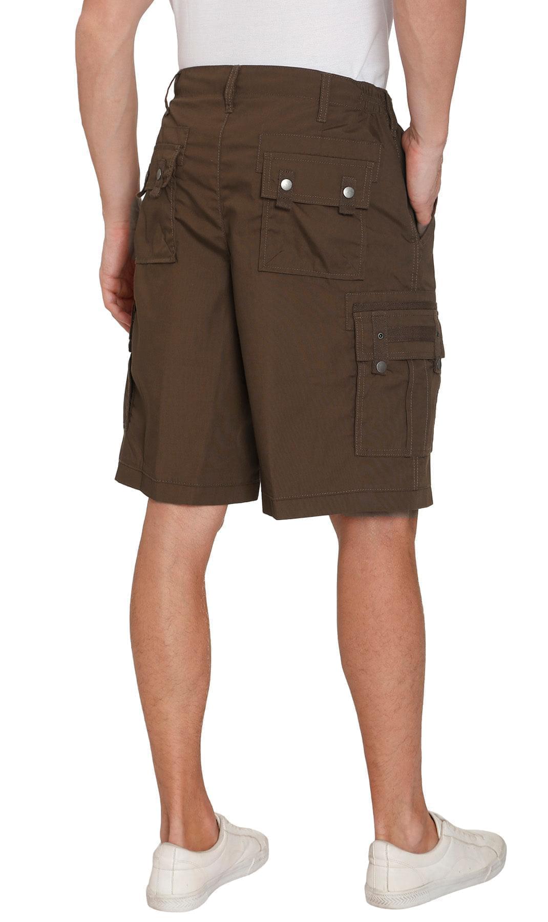 Men's Elastic Waist Cargo Shorts with Multi-Pocket Utility Design