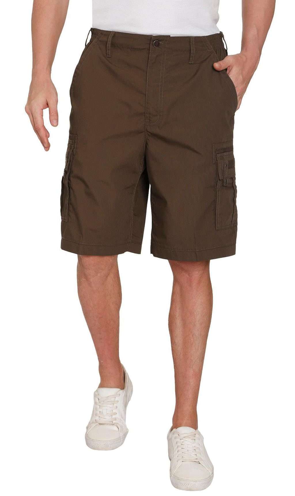 Men's Elastic Waist Cargo Shorts with Multi-Pocket Utility Design