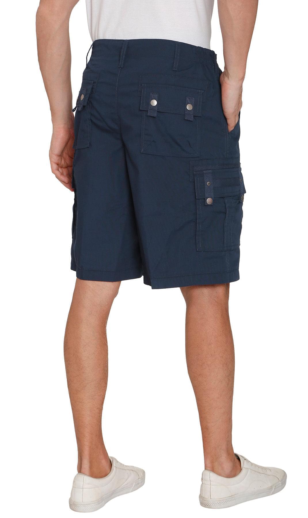 Men's Elastic Waist Cargo Shorts with Multi-Pocket Utility Design