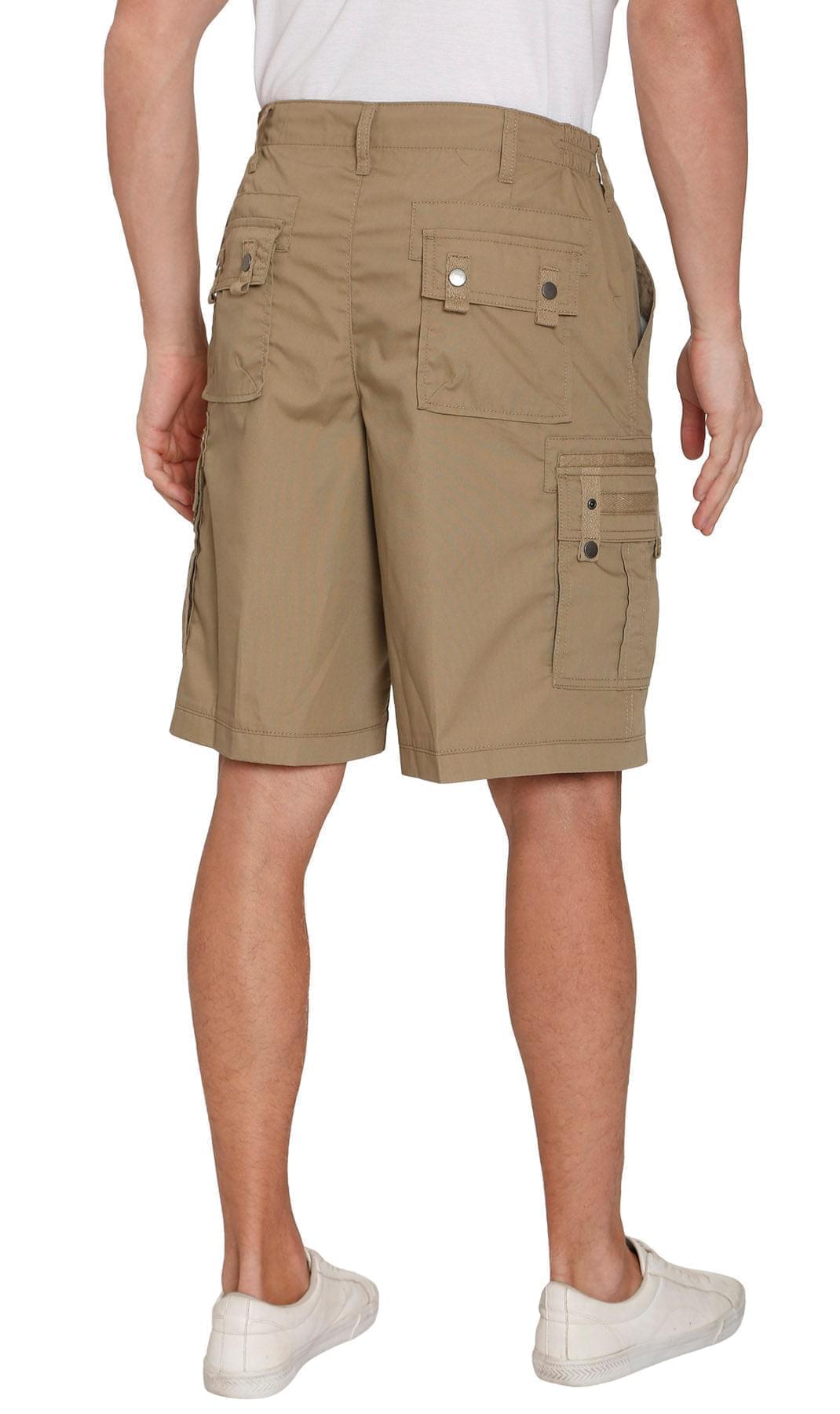 Men's Elastic Waist Cargo Shorts with Multi-Pocket Utility Design