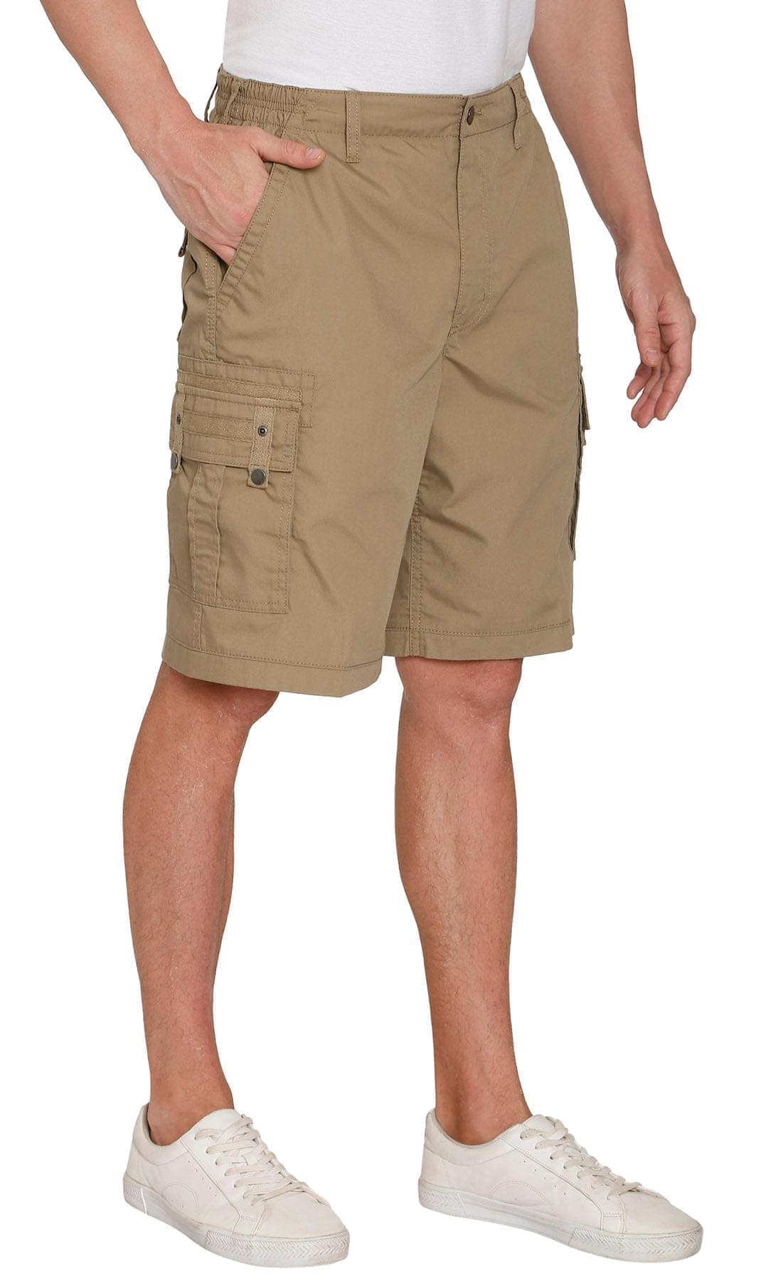 Men's Elastic Waist Cargo Shorts with Multi-Pocket Utility Design