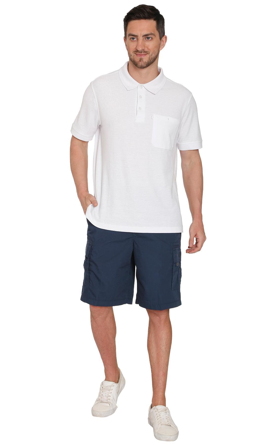 Men's Elastic Waist Cargo Shorts with Multi-Pocket Utility Design