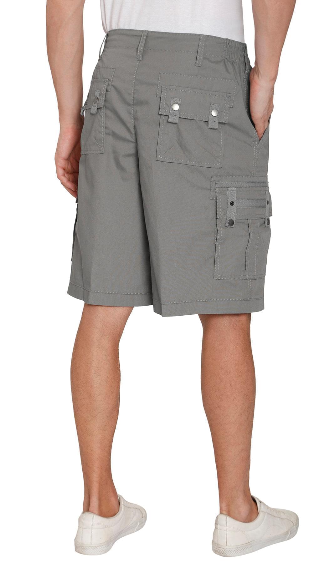 Men's Elastic Waist Cargo Shorts with Multi-Pocket Utility Design