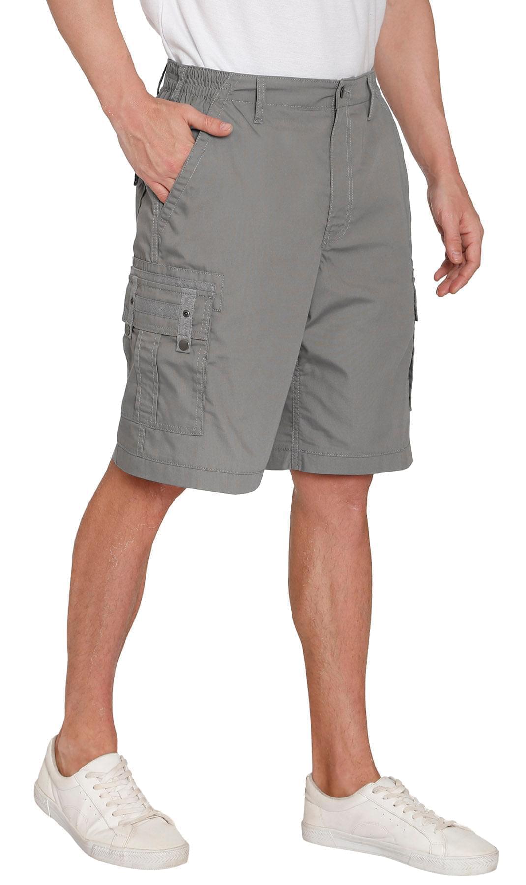 Men's Elastic Waist Cargo Shorts with Multi-Pocket Utility Design