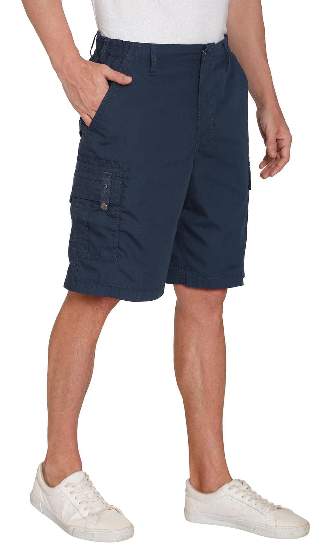 Men's Elastic Waist Cargo Shorts with Multi-Pocket Utility Design