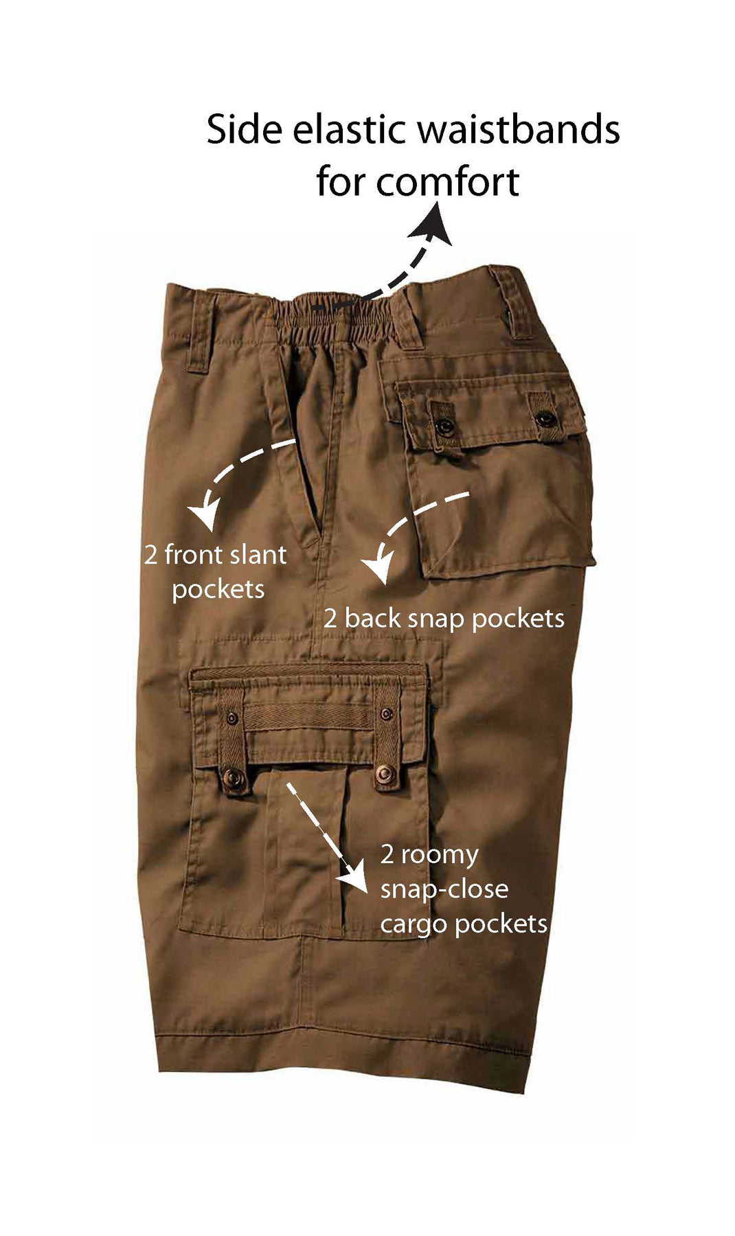 Men's Elastic Waist Cargo Shorts with Multi-Pocket Utility Design