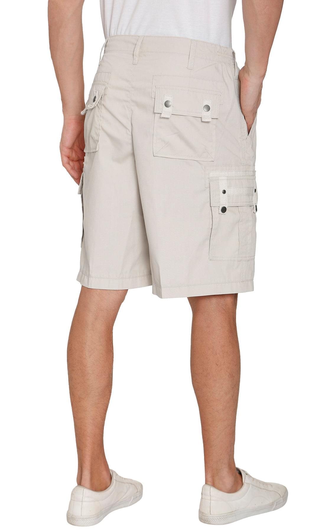 Men's Elastic Waist Cargo Shorts with Multi-Pocket Utility Design