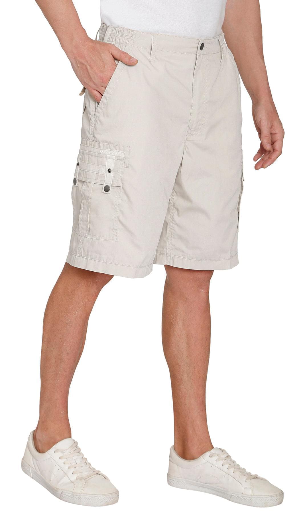 Men's Elastic Waist Cargo Shorts with Multi-Pocket Utility Design