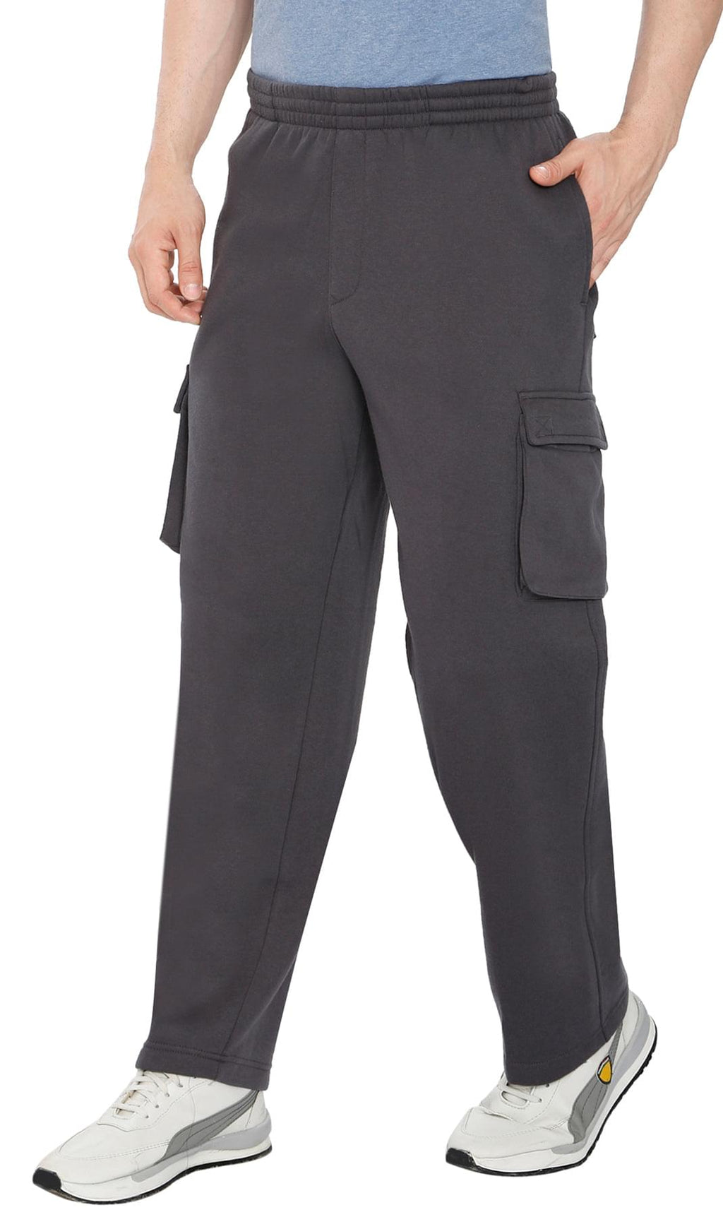 Men's Brushed Fleece Cargo Pants with Drawstring Waist