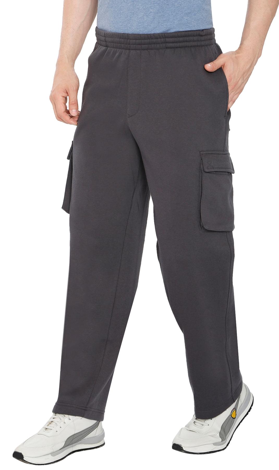Men's Brushed Fleece Cargo Pants with Drawstring Waist