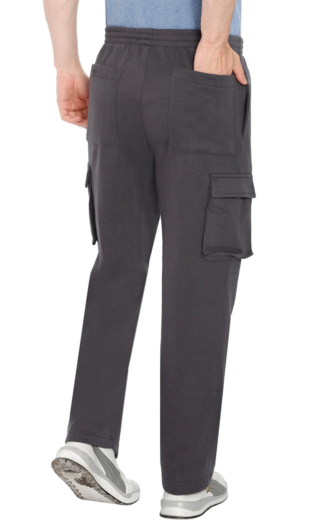 Men's Brushed Fleece Cargo Pants with Drawstring Waist