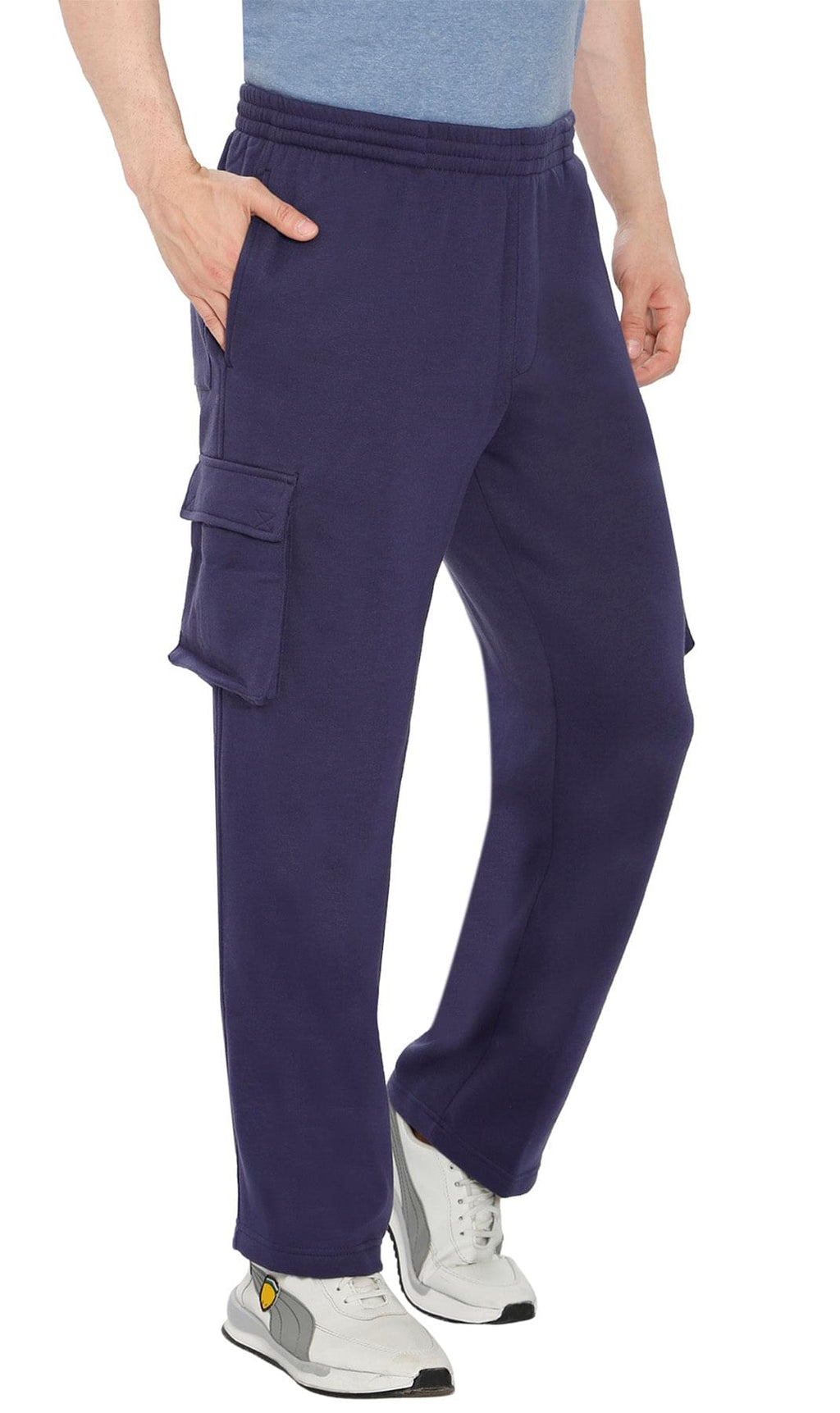 Men's Brushed Fleece Cargo Pants with Drawstring Waist