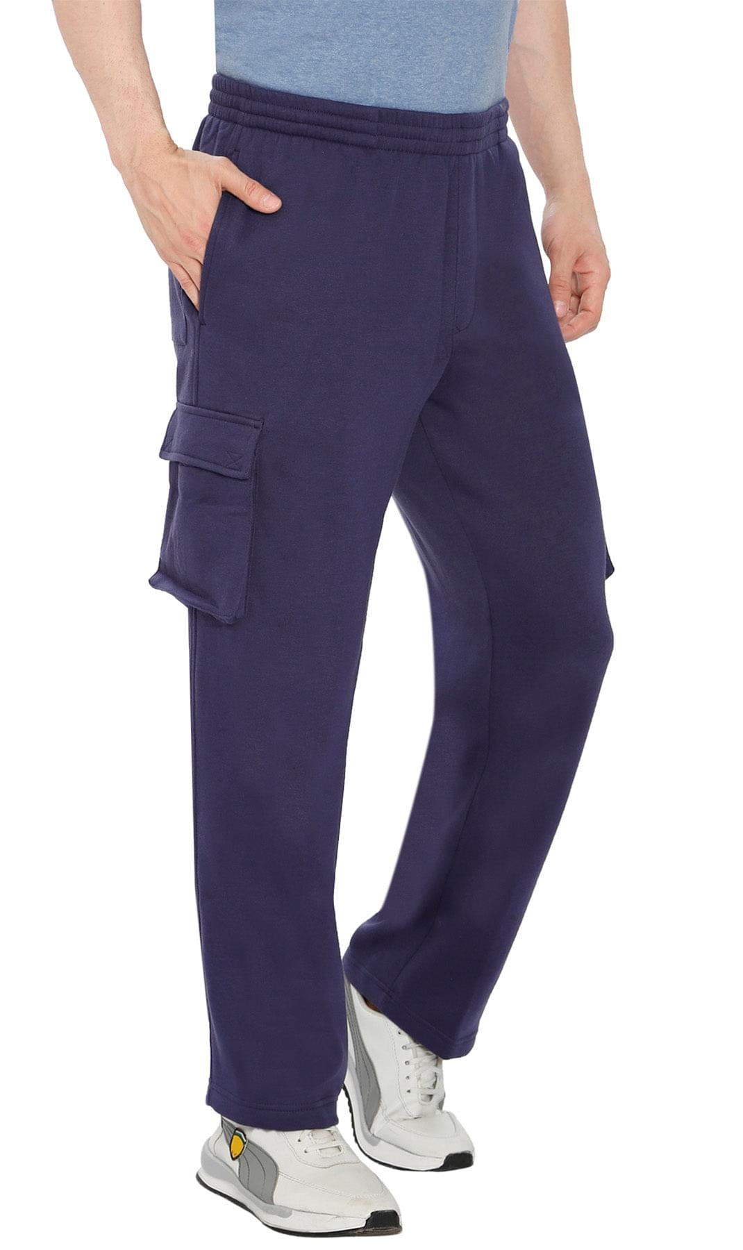 Men's Brushed Fleece Cargo Pants with Drawstring Waist