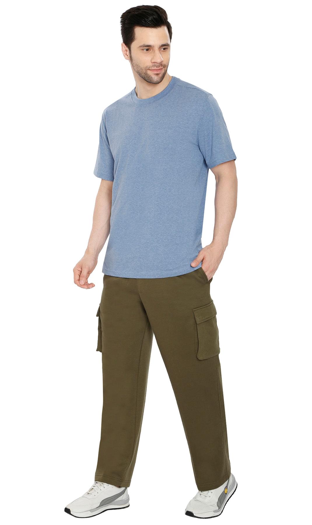 Men's Brushed Fleece Cargo Pants with Drawstring Waist