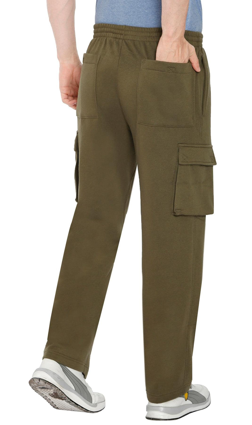 Men's Brushed Fleece Cargo Pants with Drawstring Waist