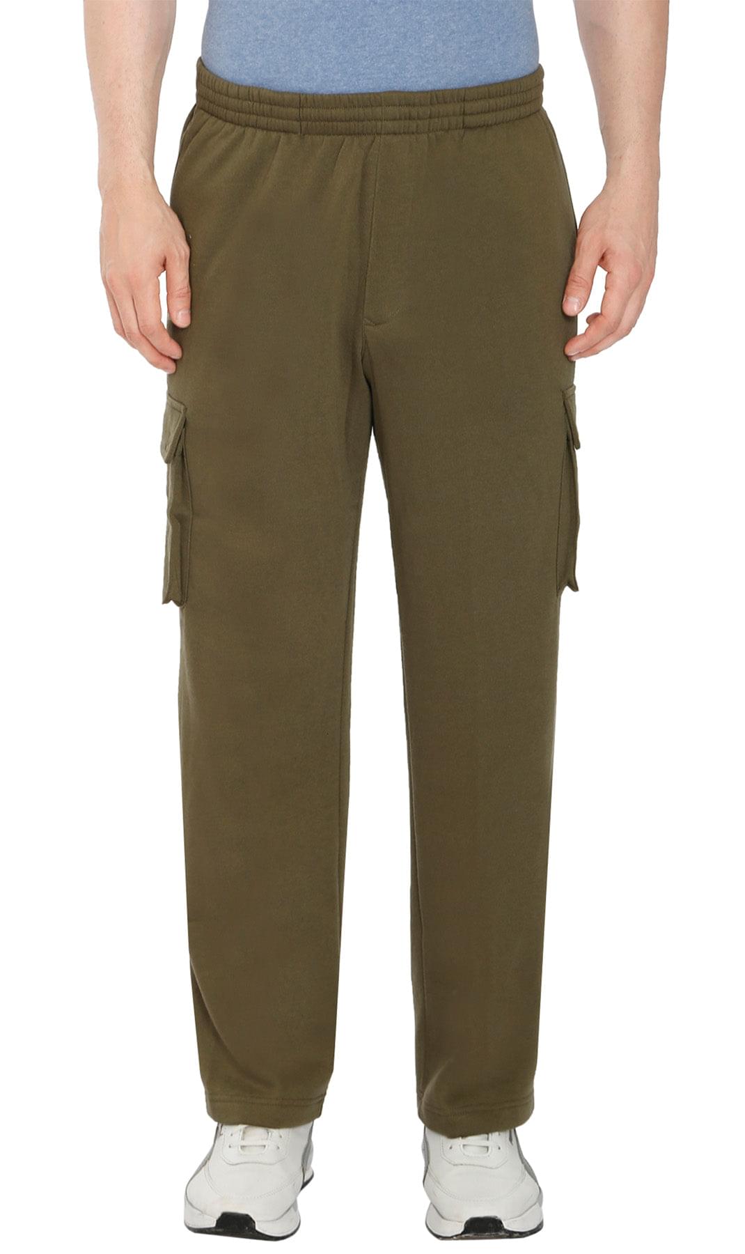 Men's Brushed Fleece Cargo Pants with Drawstring Waist