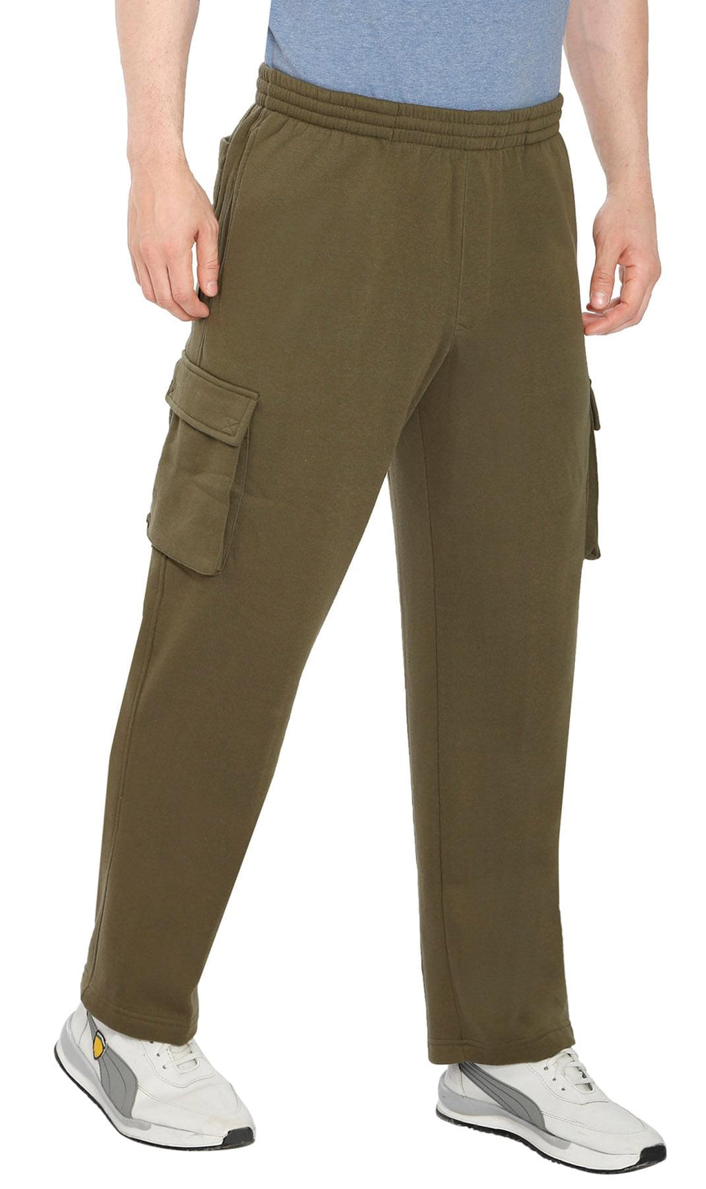 Men's Brushed Fleece Cargo Pants with Drawstring Waist