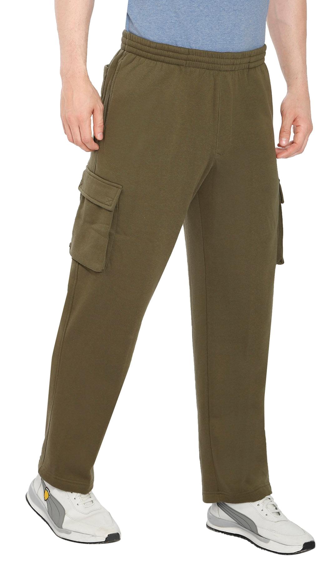 Men's Brushed Fleece Cargo Pants with Drawstring Waist