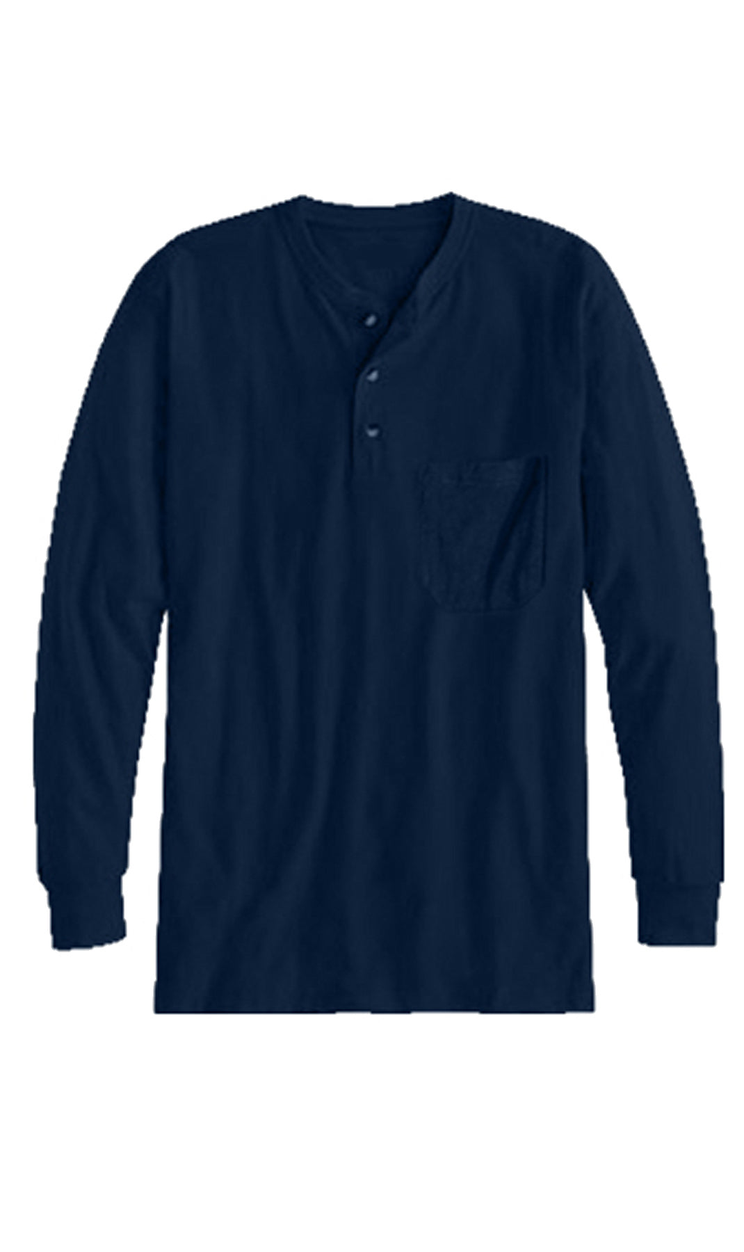 Men's Long Sleeve Henley Shirt with Chest Pocket and 3-Button Placket