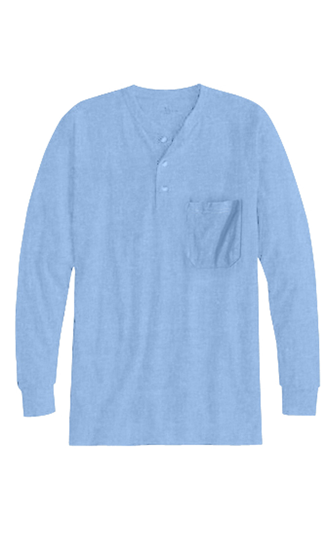 Men's Long Sleeve Henley Shirt with Chest Pocket and 3-Button Placket