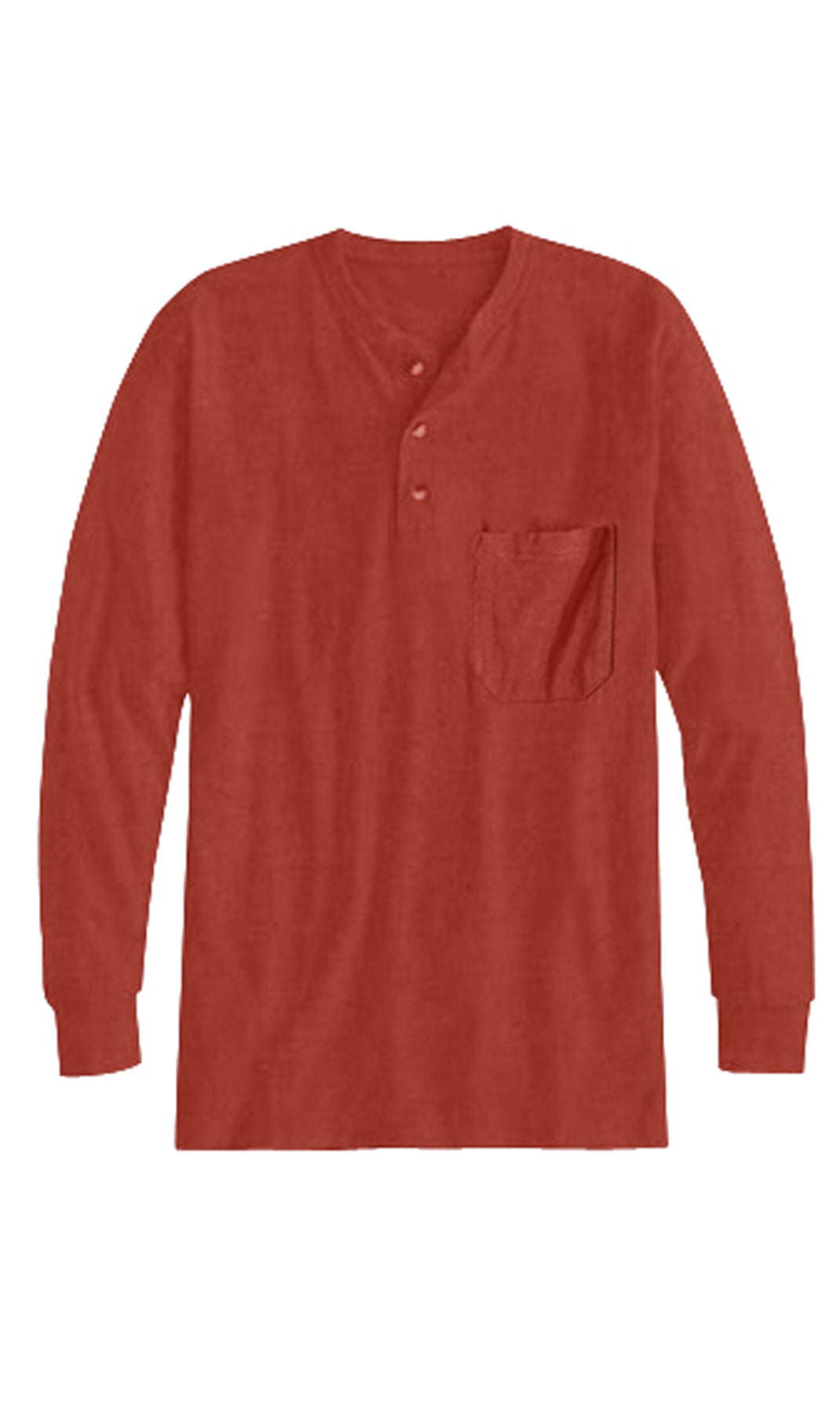 Men's Long Sleeve Henley Shirt with Chest Pocket and 3-Button Placket