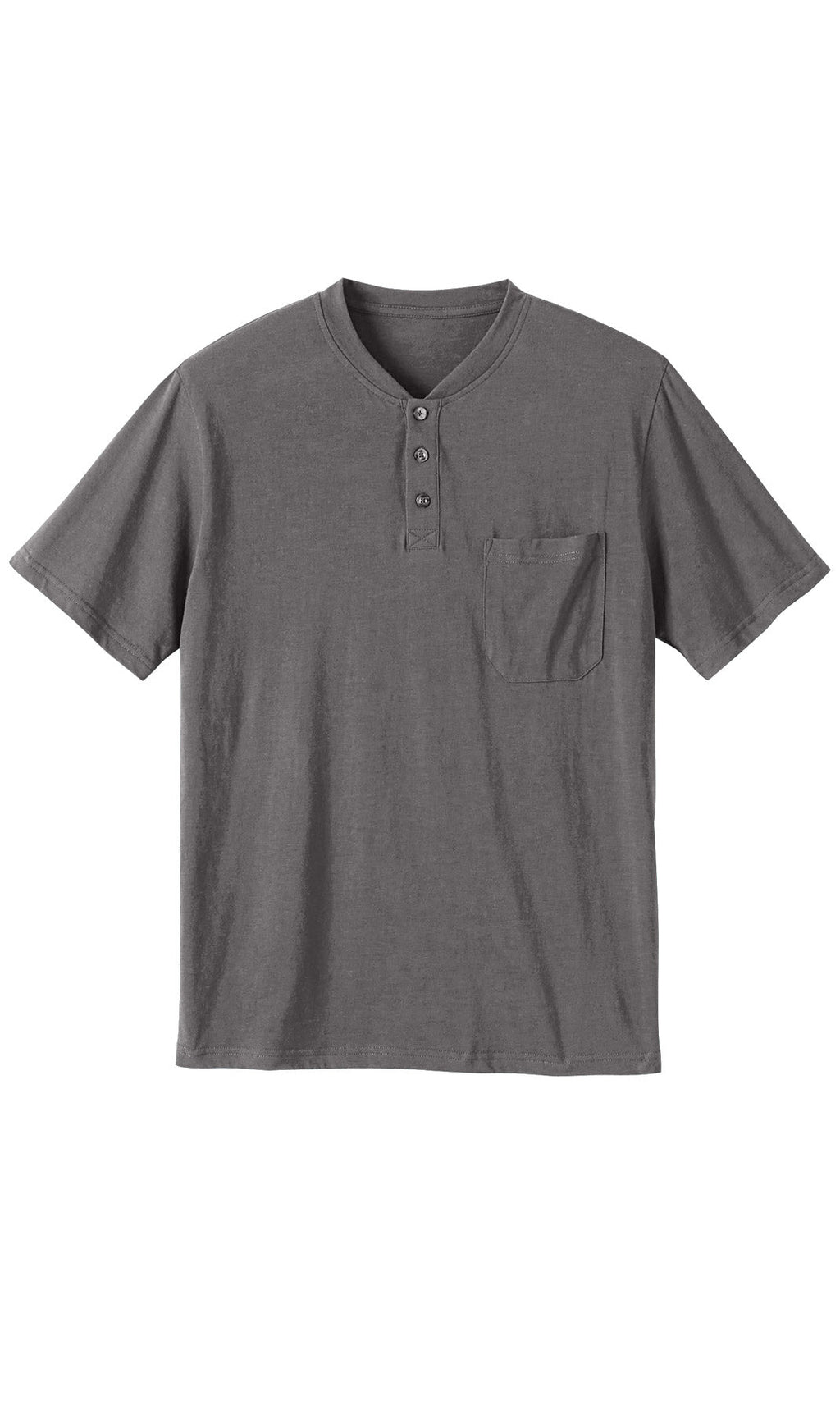 Men's Relaxed Fit Henley T-Shirt with 3-Button Placket & Pocket