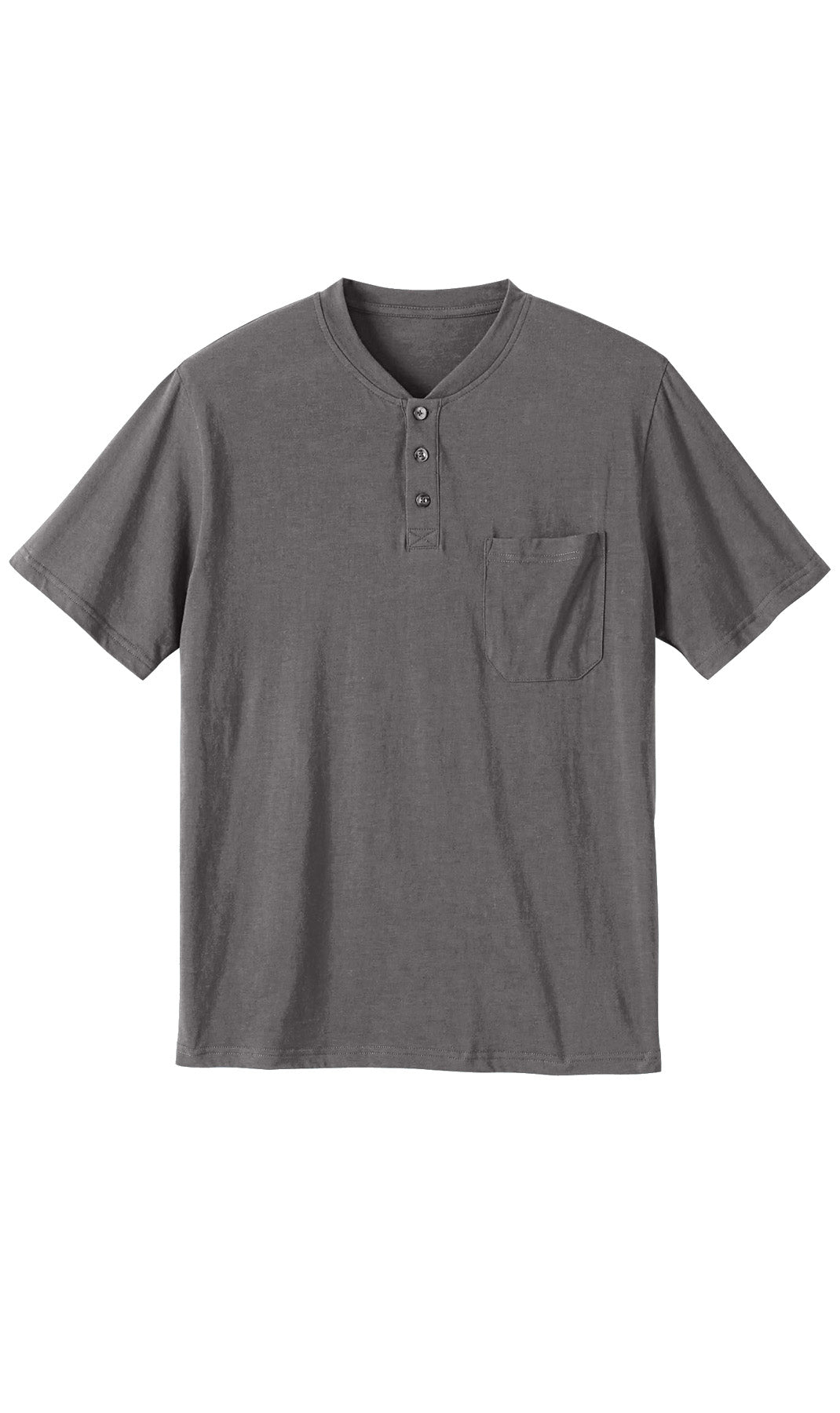 Men's Relaxed Fit Henley T-Shirt with 3-Button Placket & Pocket