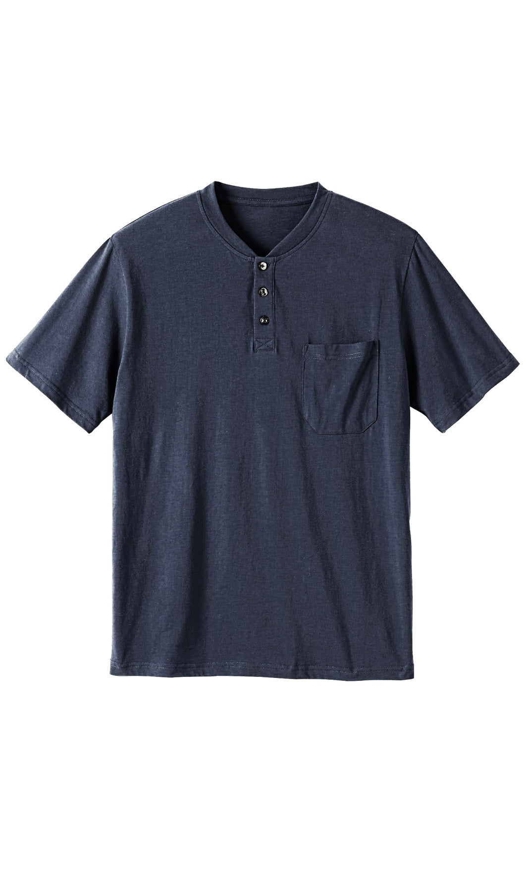 Men's Relaxed Fit Henley T-Shirt with 3-Button Placket & Pocket