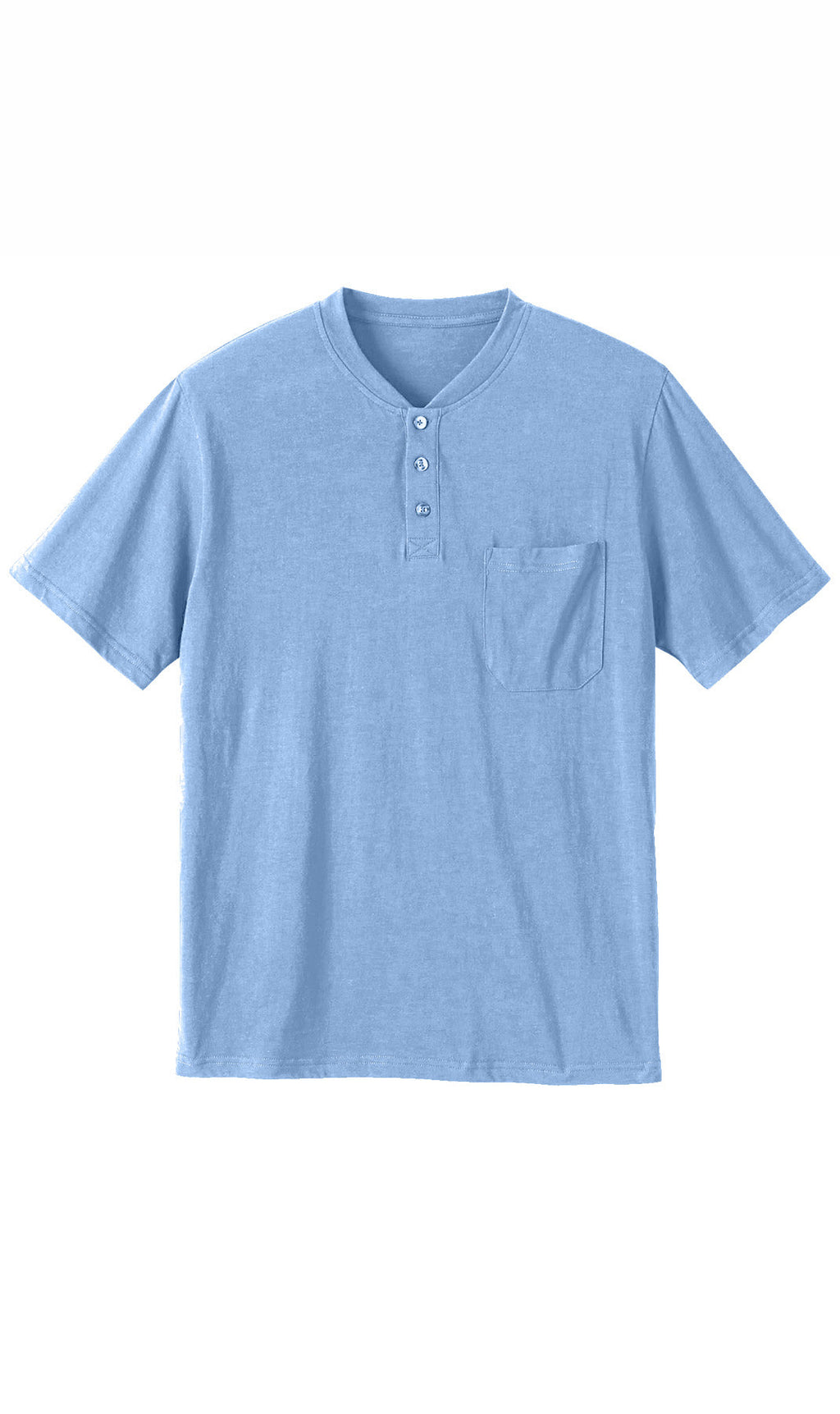 Men's Relaxed Fit Henley T-Shirt with 3-Button Placket & Pocket