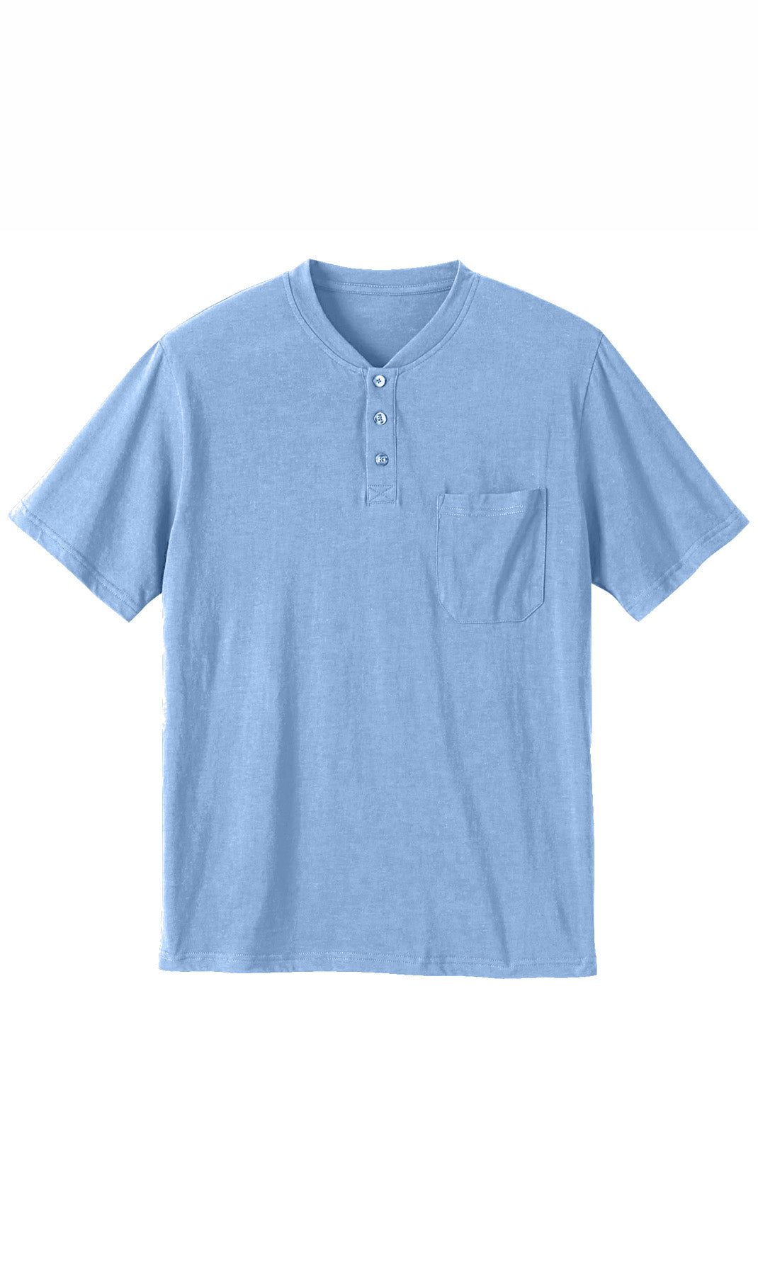 Men's Relaxed Fit Henley T-Shirt with 3-Button Placket & Pocket