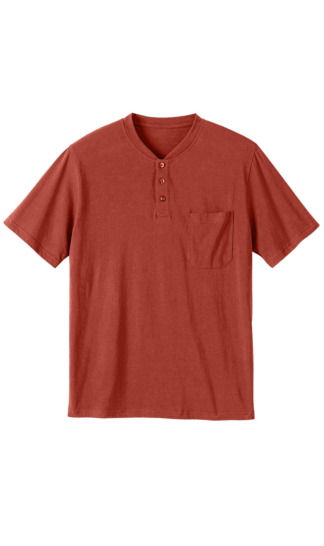 Men's Relaxed Fit Henley T-Shirt with 3-Button Placket & Pocket