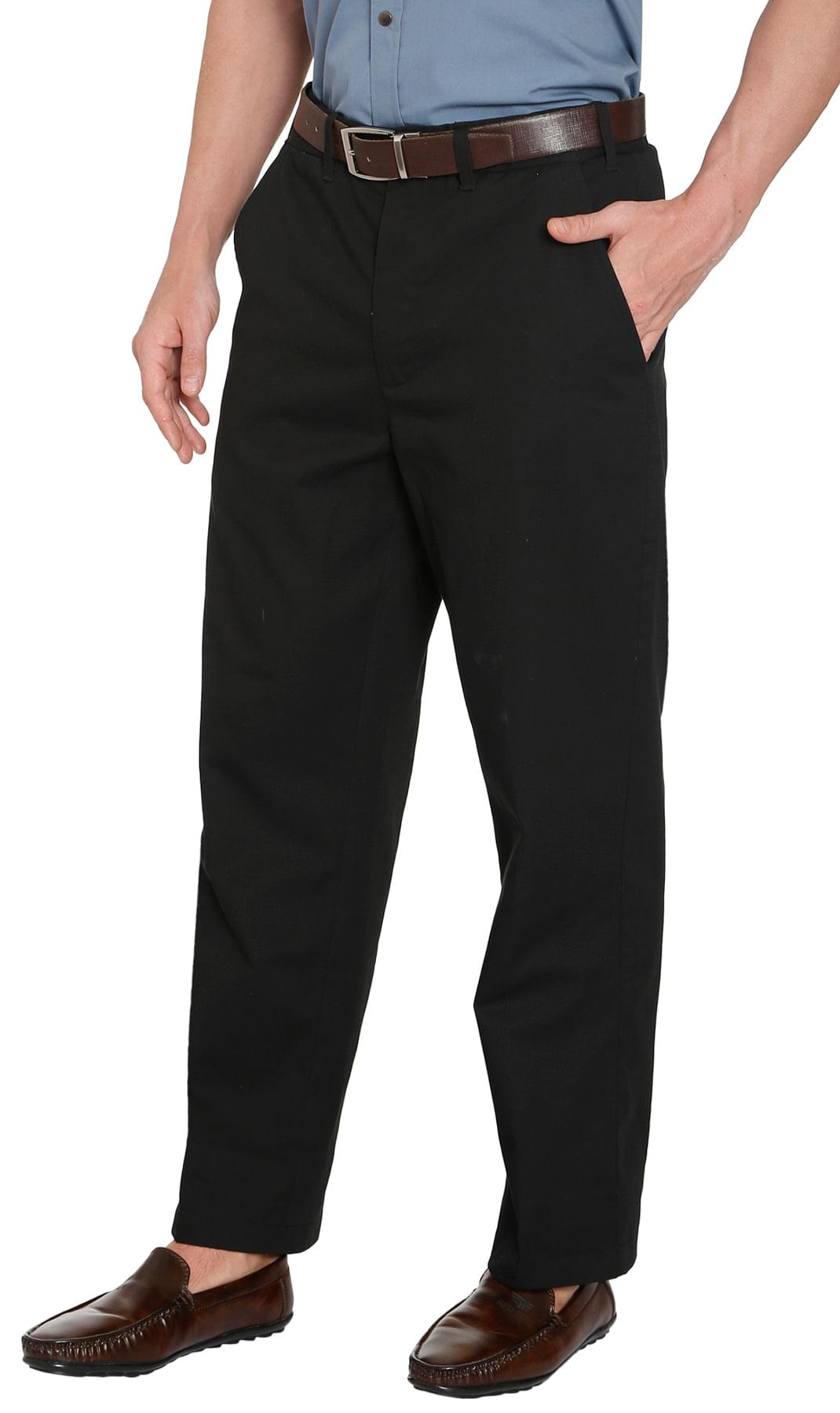 Men's Stretch Waist Chino Pants - Flat Front Casual Cotton Chinos