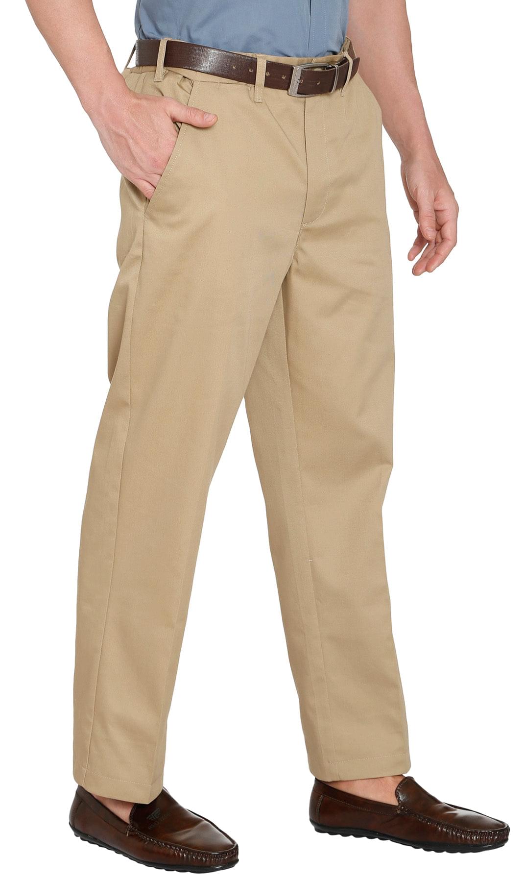 Men's Stretch Waist Chino Pants - Flat Front Casual Cotton Chinos