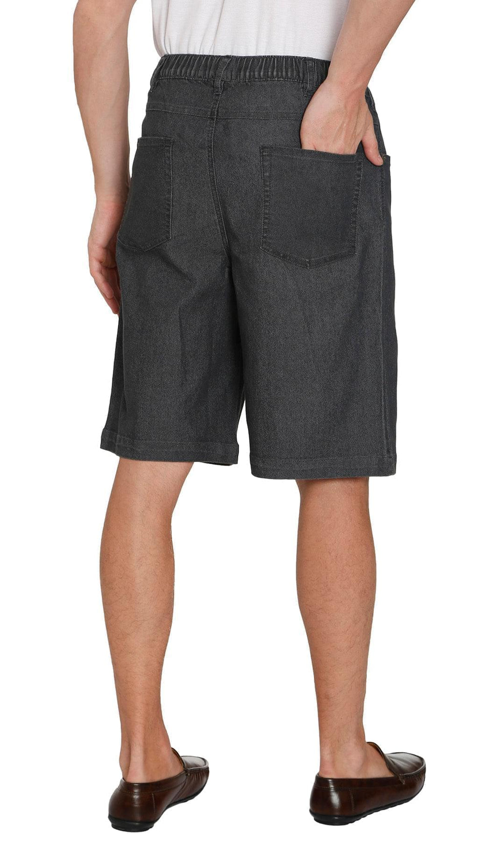 Men's Pull-On Stretch Denim and Twill Shorts with Elastic Waist