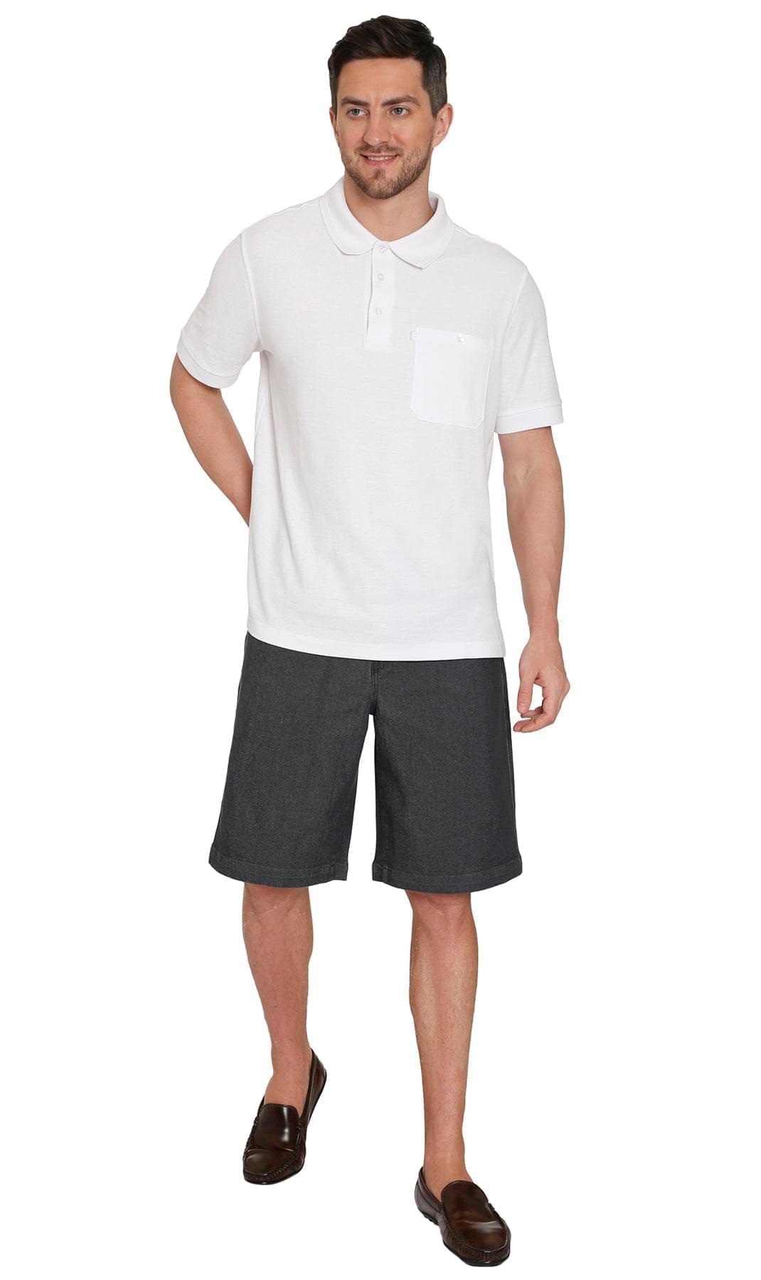 Men's Pull-On Stretch Denim and Twill Shorts with Elastic Waist