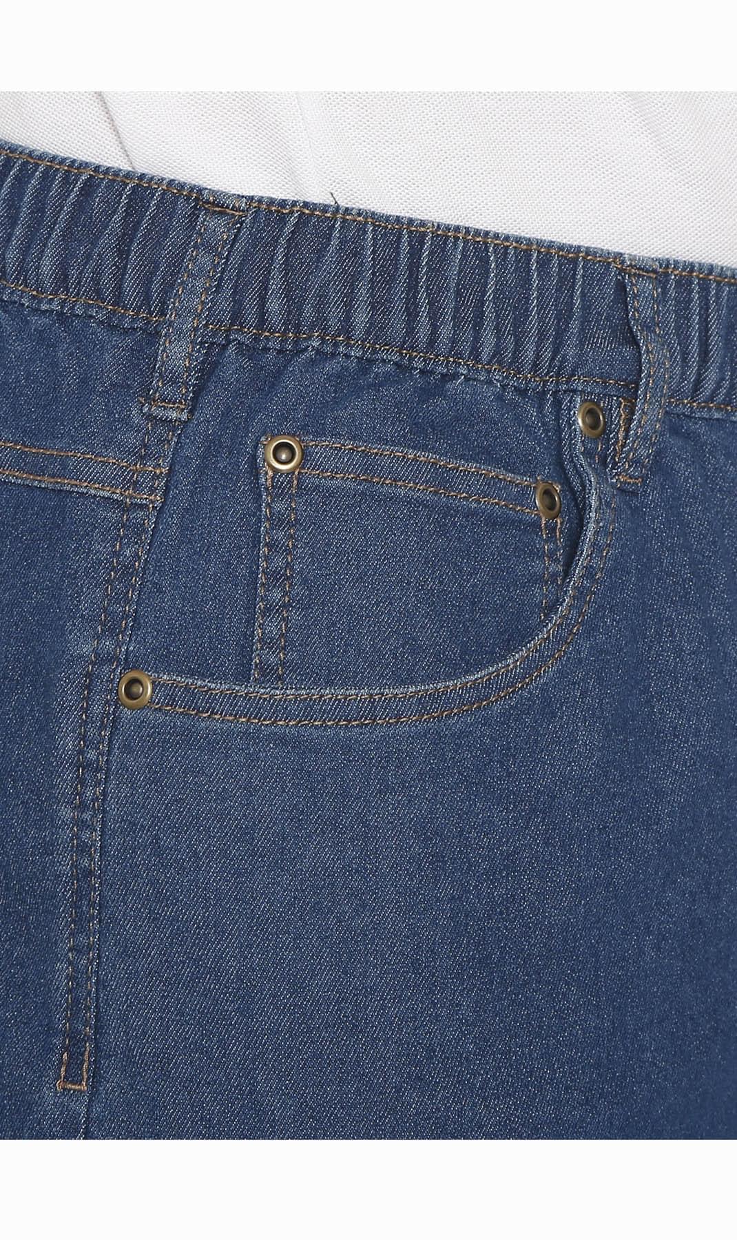 Men's Pull-On Stretch Denim and Twill Shorts with Elastic Waist