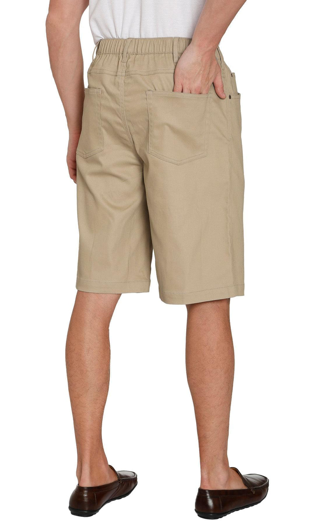 Men's Pull-On Stretch Denim and Twill Shorts with Elastic Waist