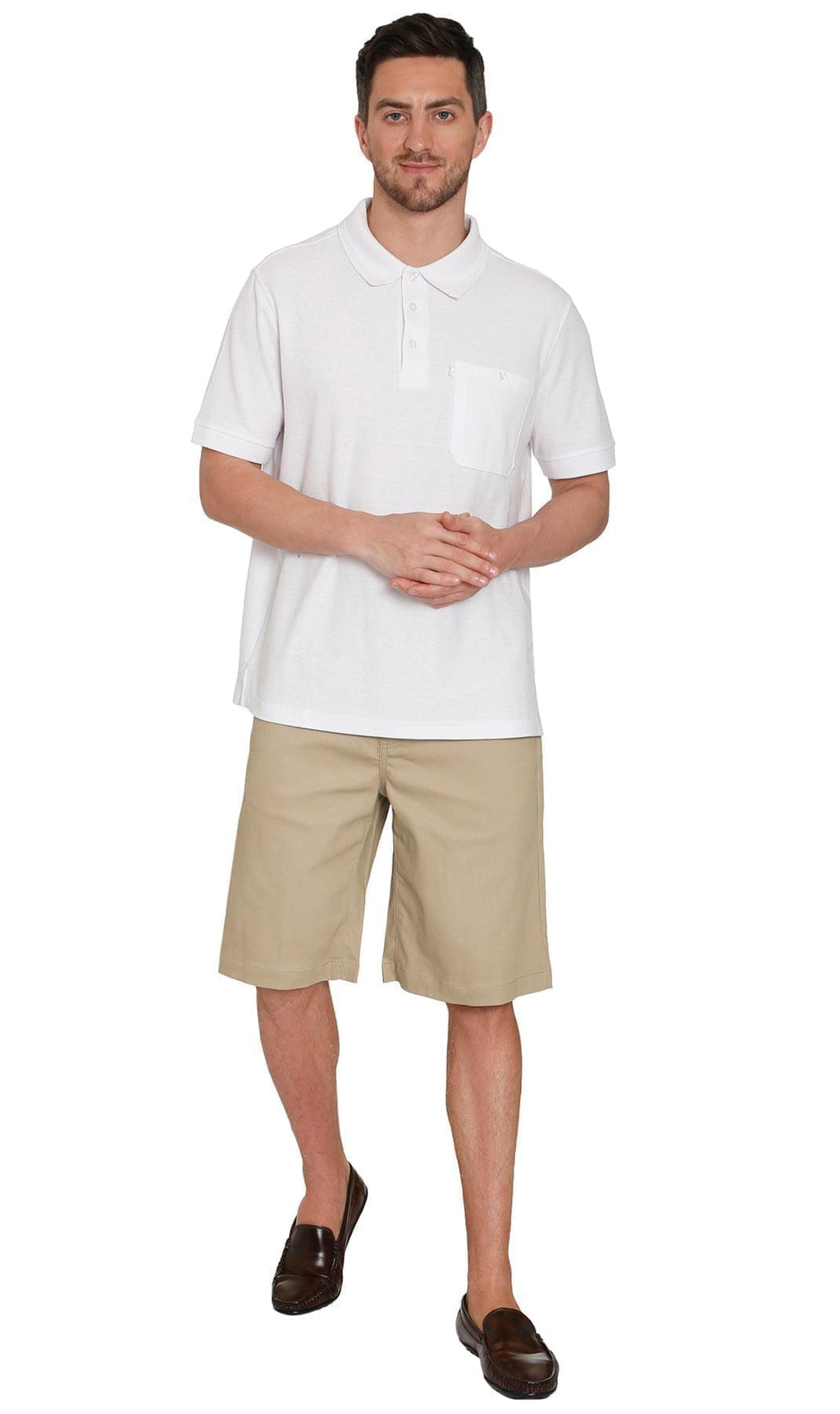 Men's Pull-On Stretch Denim and Twill Shorts with Elastic Waist