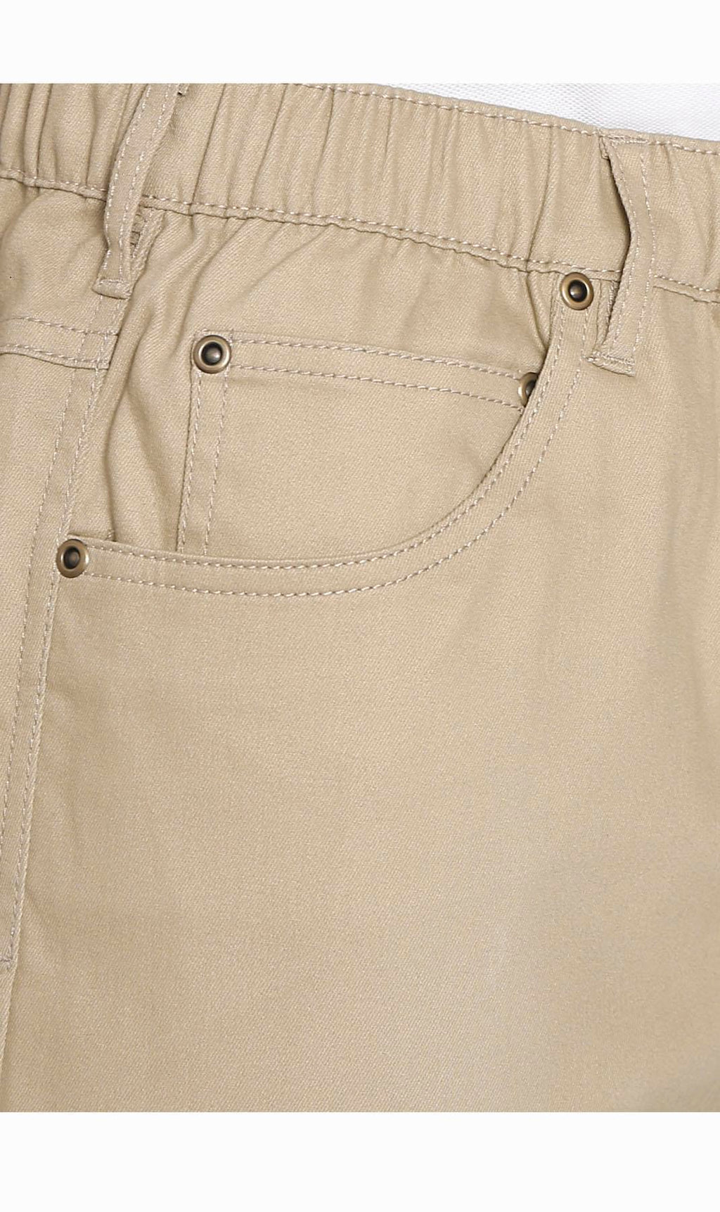 Men's Pull-On Stretch Denim and Twill Shorts with Elastic Waist
